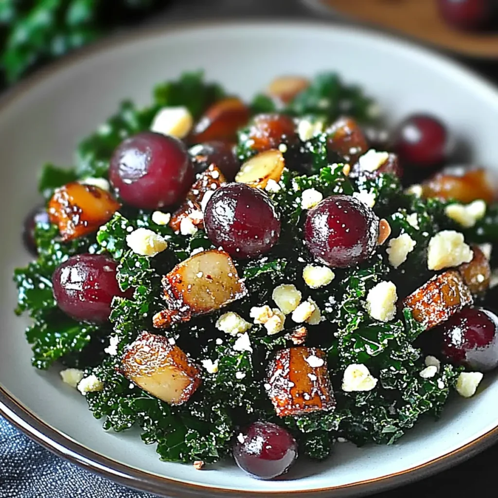 Warm Kale Salad with Roasted Grapes