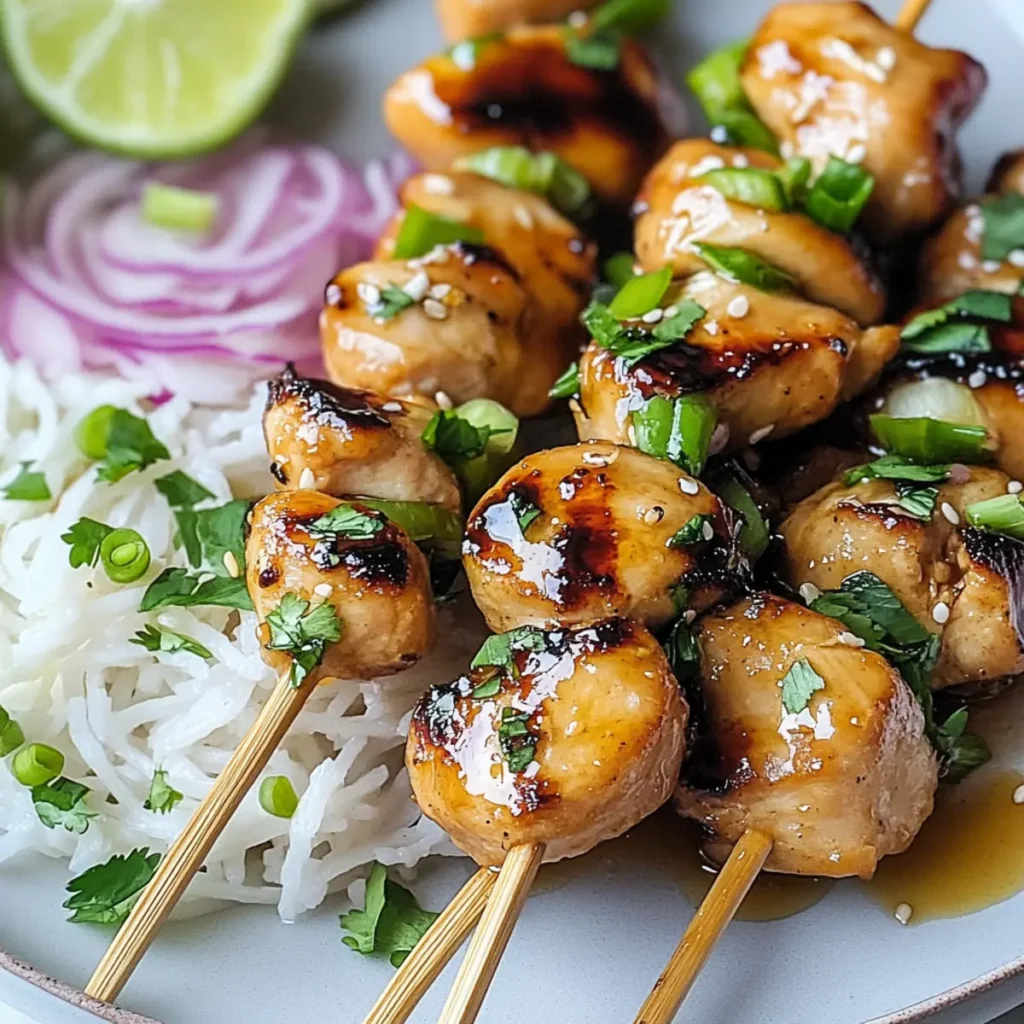 Ginger Sesame Honey Chicken Skewers