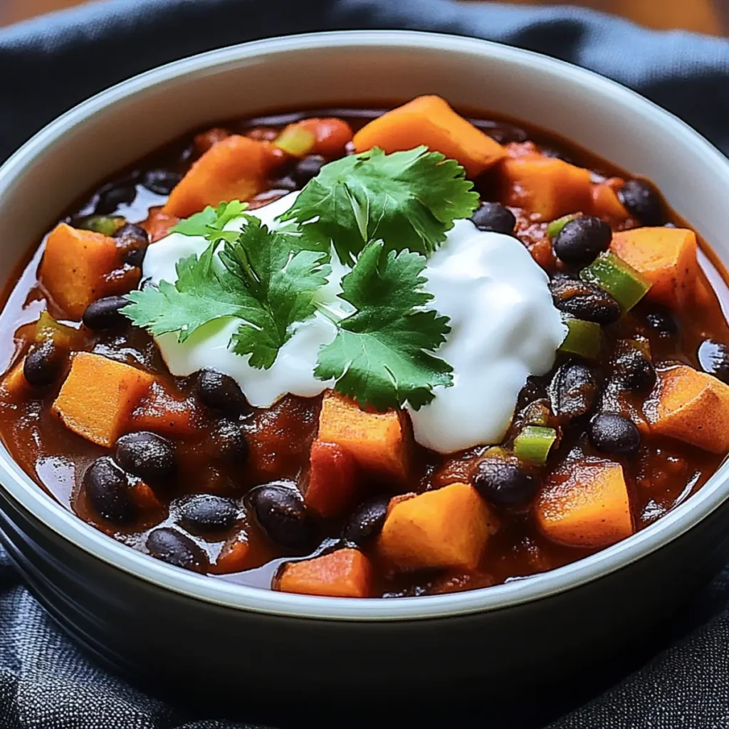 Vegan Sweet Potato Black Bean Evergreen Chili
