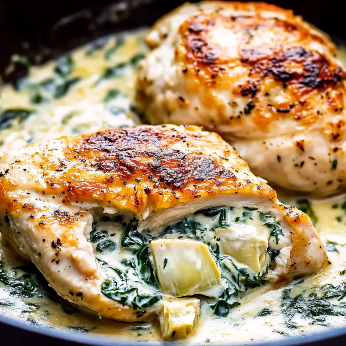 Creamy Spinach and Artichoke Stuffed Chicken