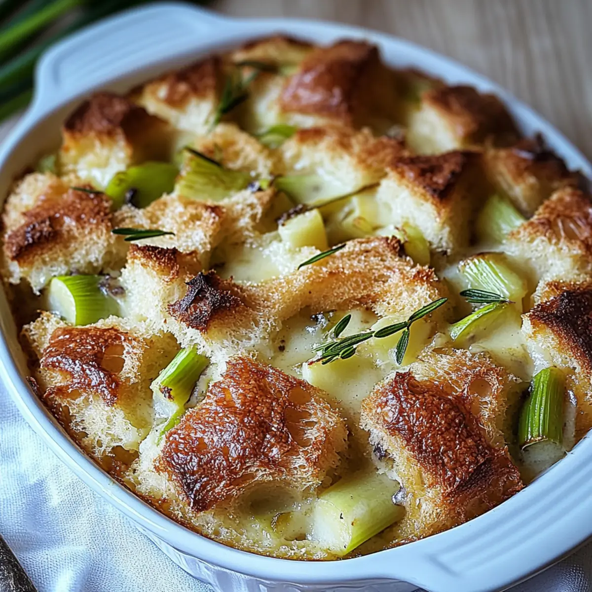 Leek and Gruyere Bread Pudding