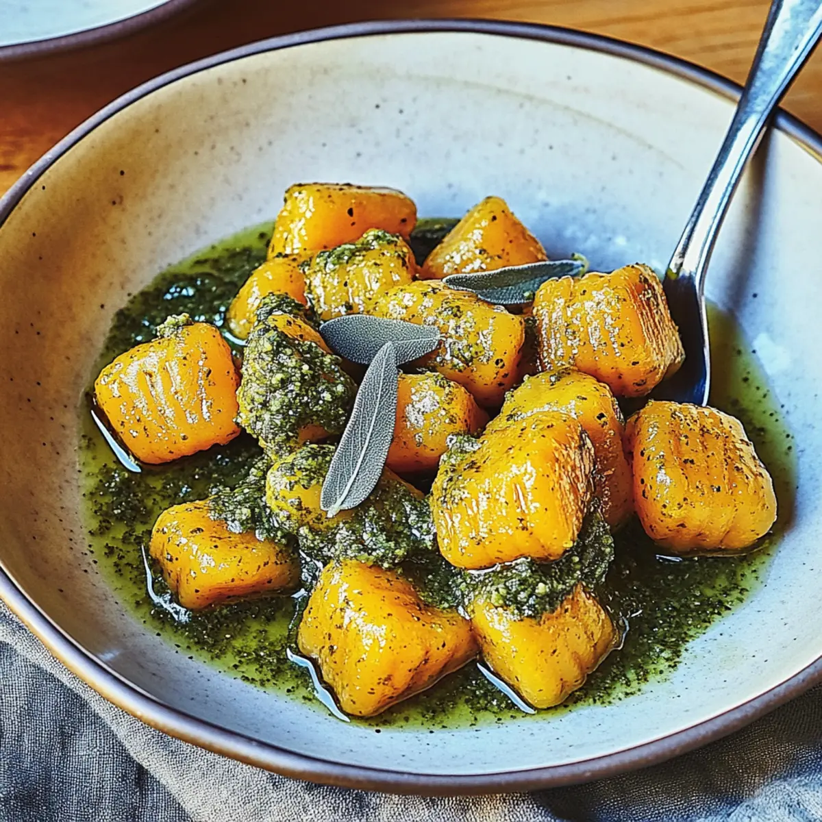 Pumpkin Gnocchi with Sage Pesto