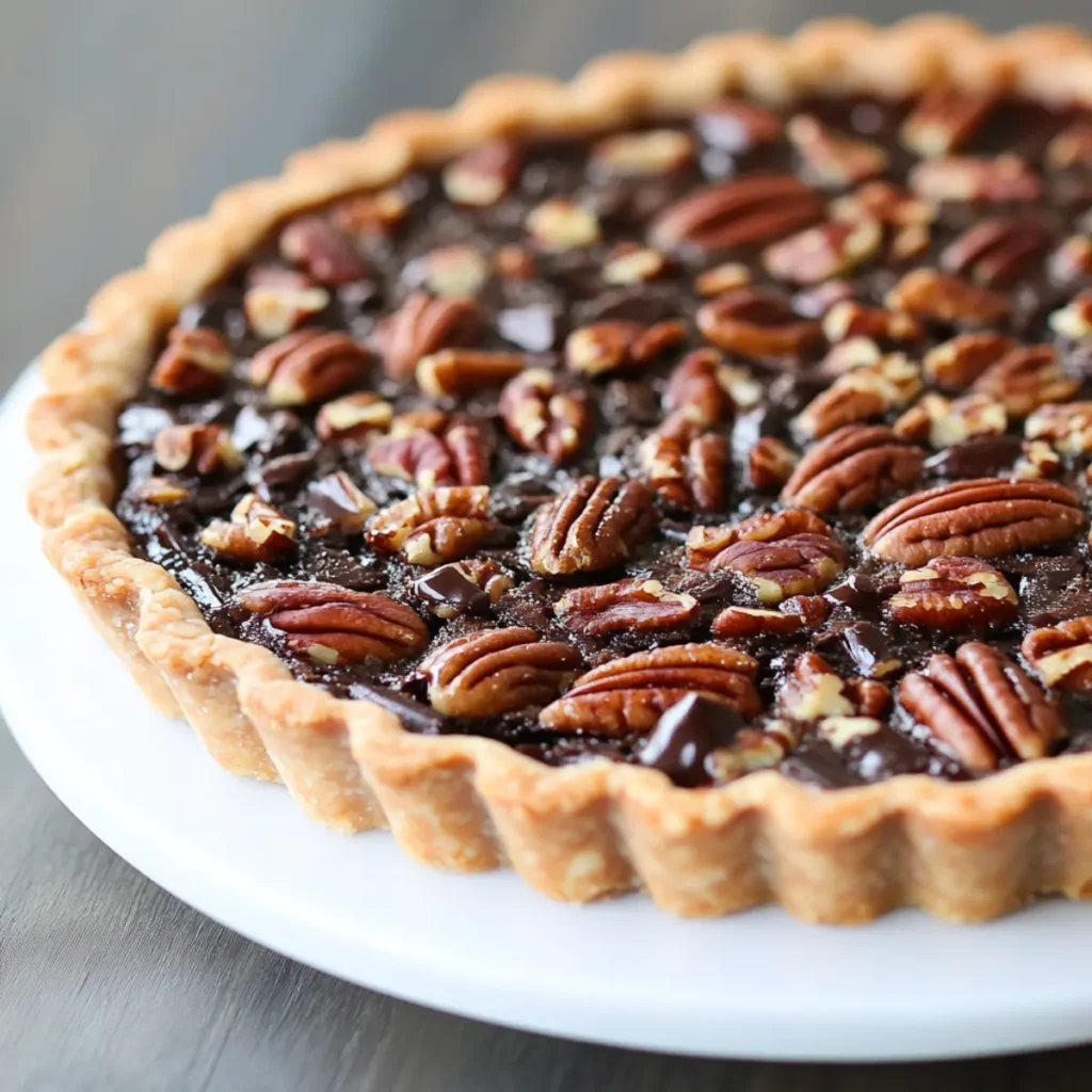 Chocolate Bourbon Pecan Tart