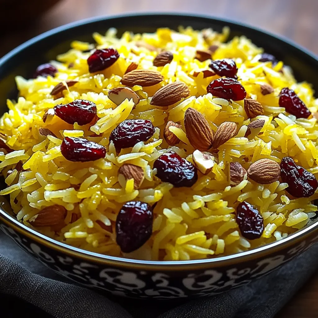 Saffron Rice with Almonds and Cranberries