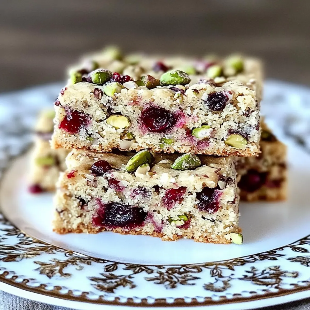 Cranberry Pistachio Cake Bars