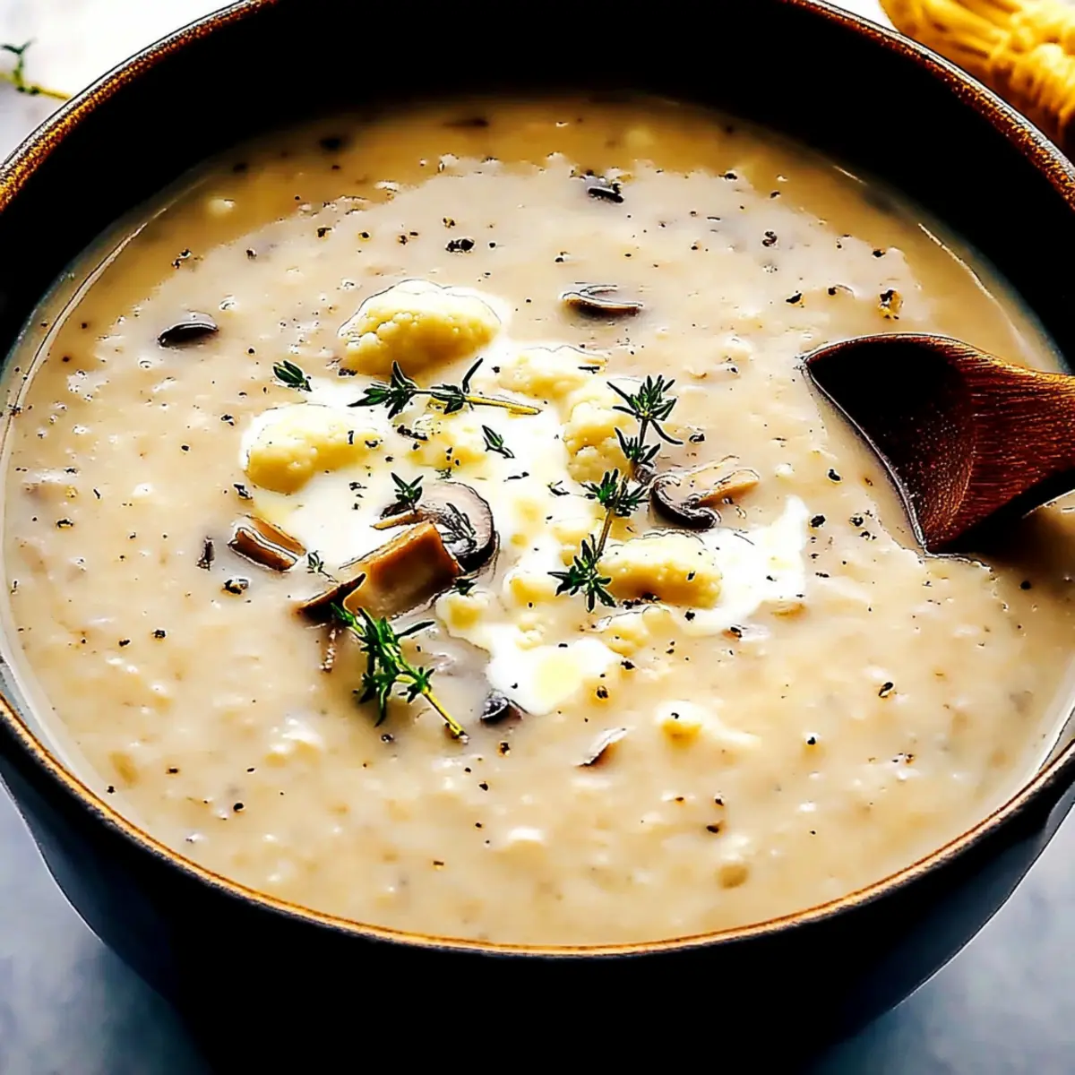 Vegan Wild Mushroom and Cauliflower Soup