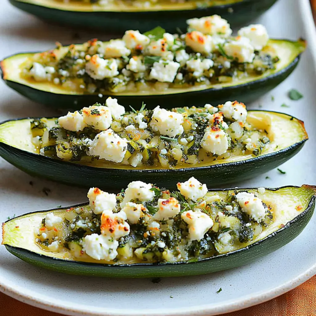 Herb and Feta Stuffed Zucchini Boats