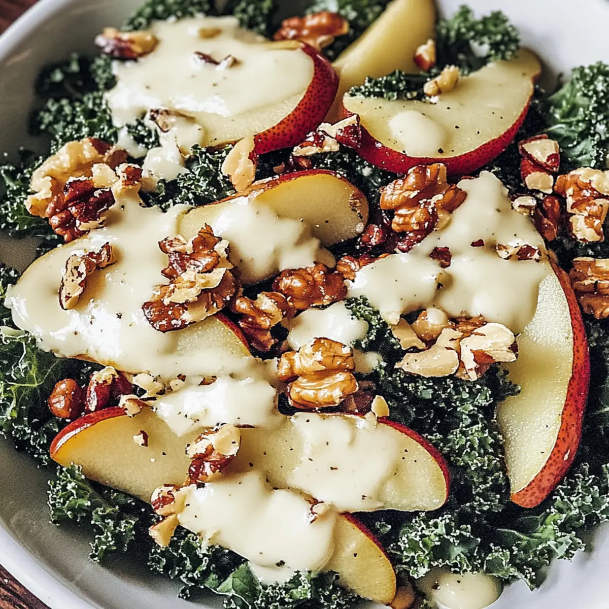 Warm Pear, Walnut & Kale Salad with Balsamic