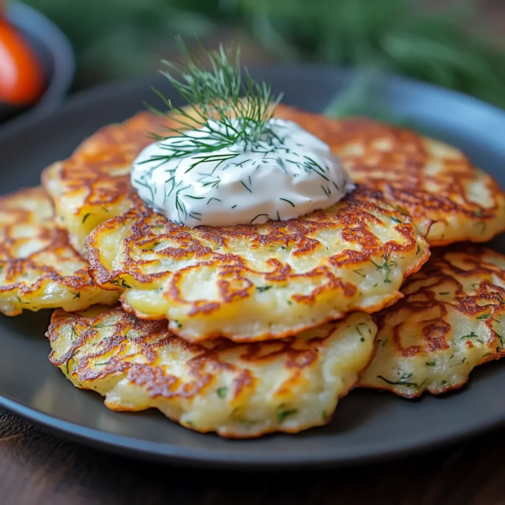 Mini Potato Pancakes with Sour Cream and Dill