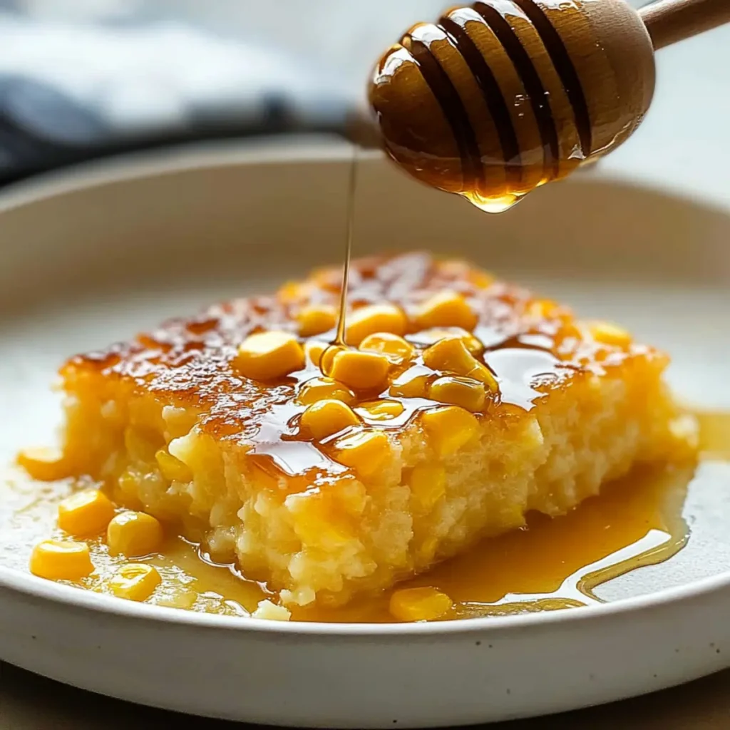 Sweet Corn Pudding with Honey Drizzle