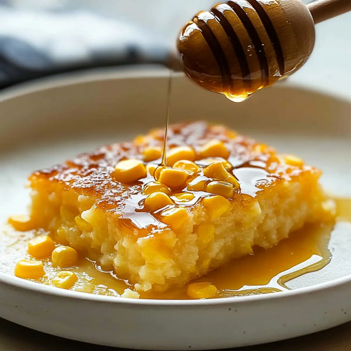 Sweet Corn Pudding with Honey Drizzle