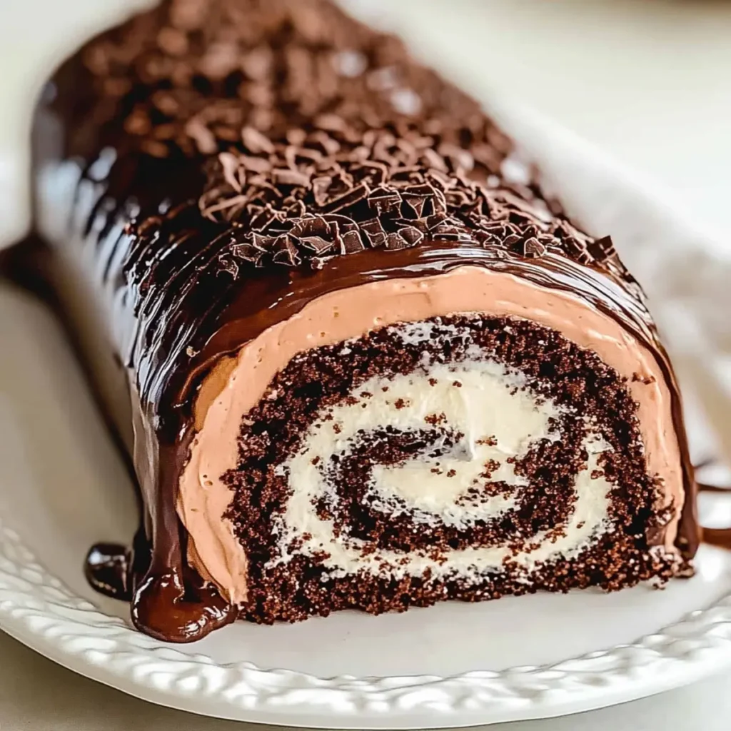 Chocolate Cream Filled Roll Cake