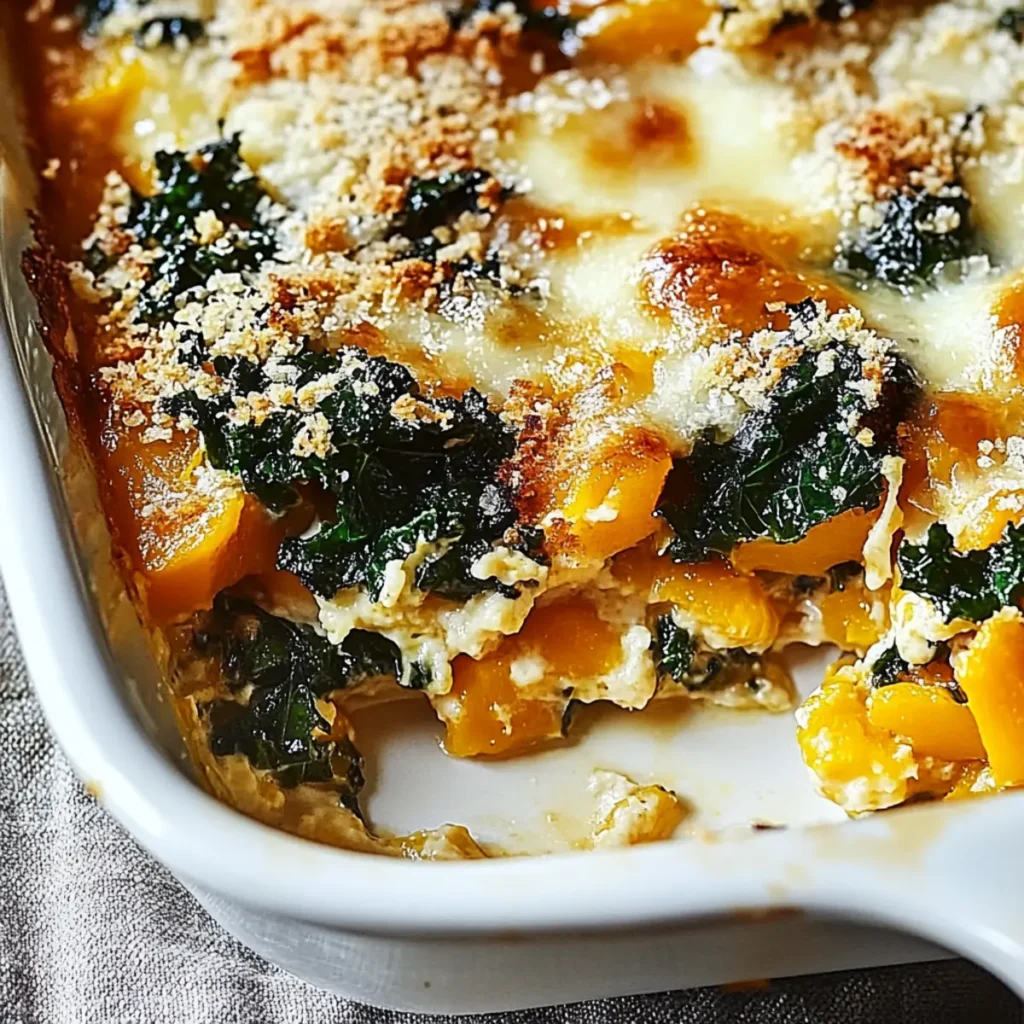 Butternut Squash and Kale Gratin