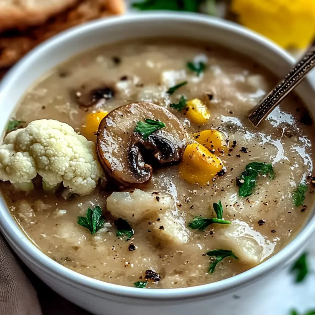Crockpot Mushroom Cauliflower Evergreen Stew