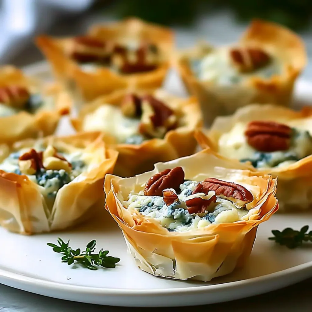 Spiced Pecan and Blue Cheese Phyllo Cups