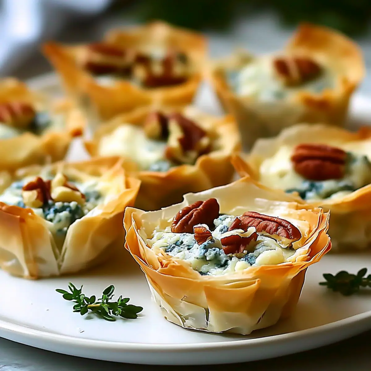 Spiced Pecan and Blue Cheese Phyllo Cups