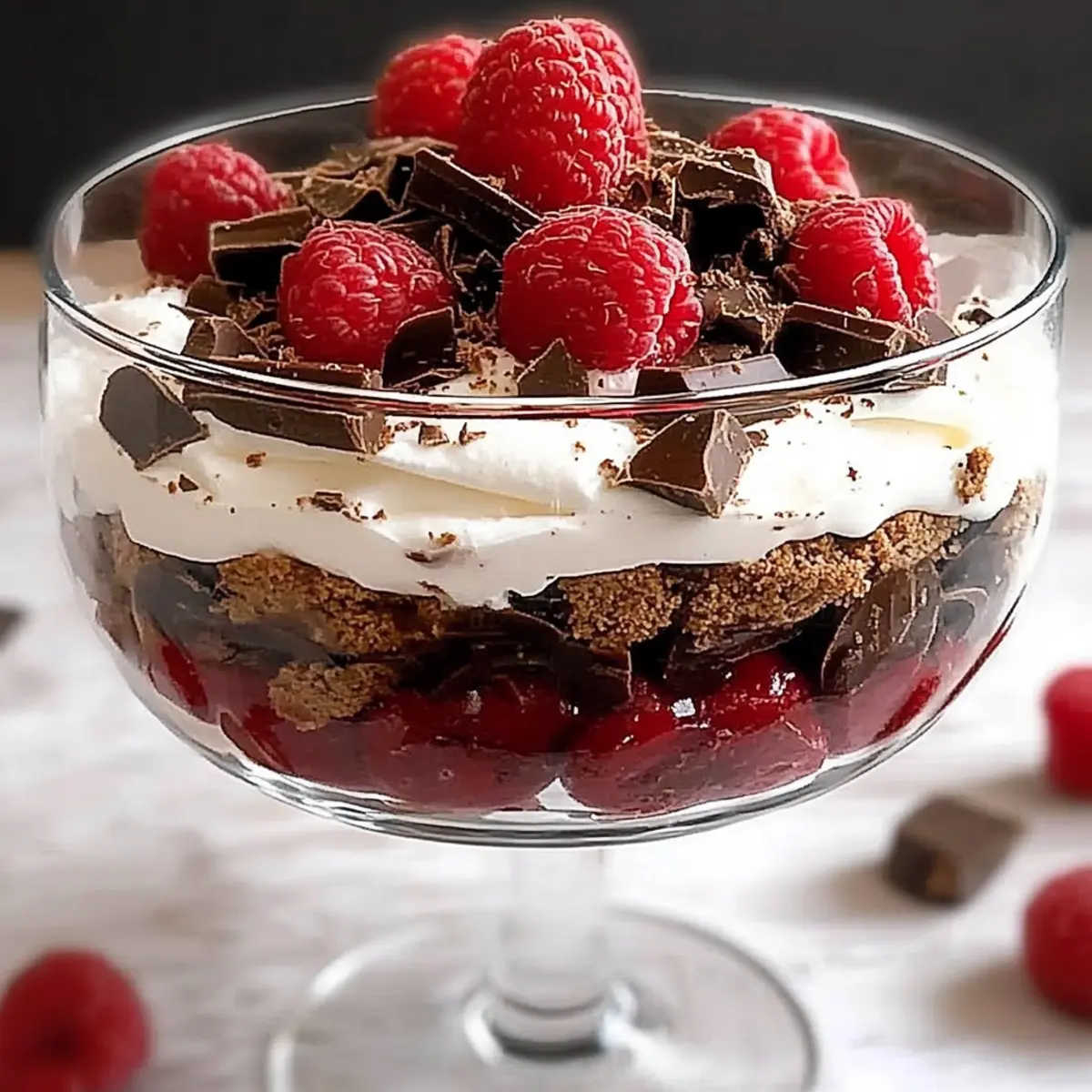 Chocolate Raspberry Trifle in Glass for Impressing Guests
