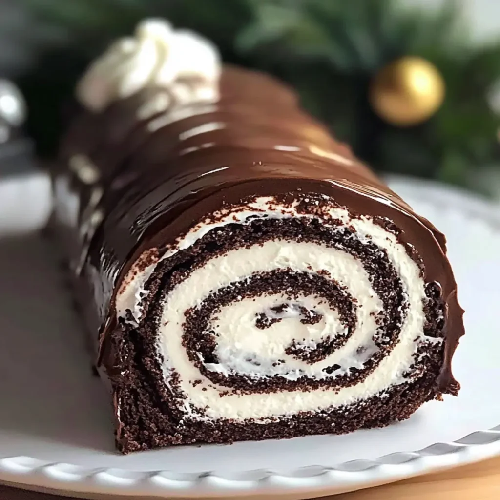Soft Chocolate Swiss Roll Cake