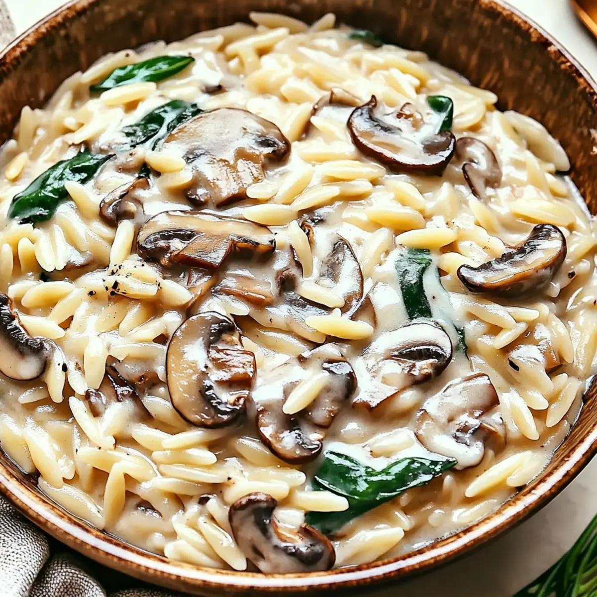 Creamy Parmesan Orzo with Mushrooms