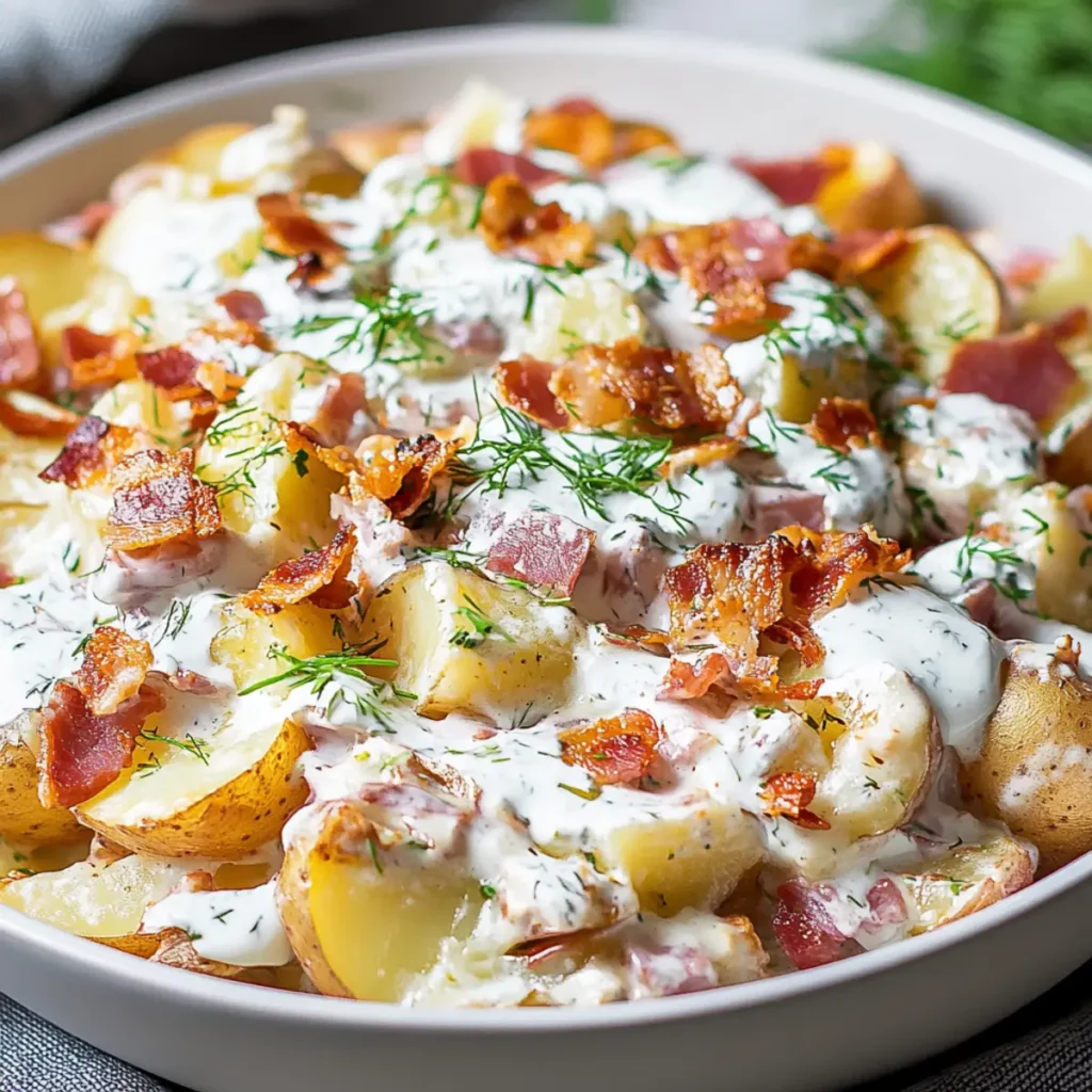 LOADED BAKED POTATO SALAD WITH BACON & SOUR CREAM