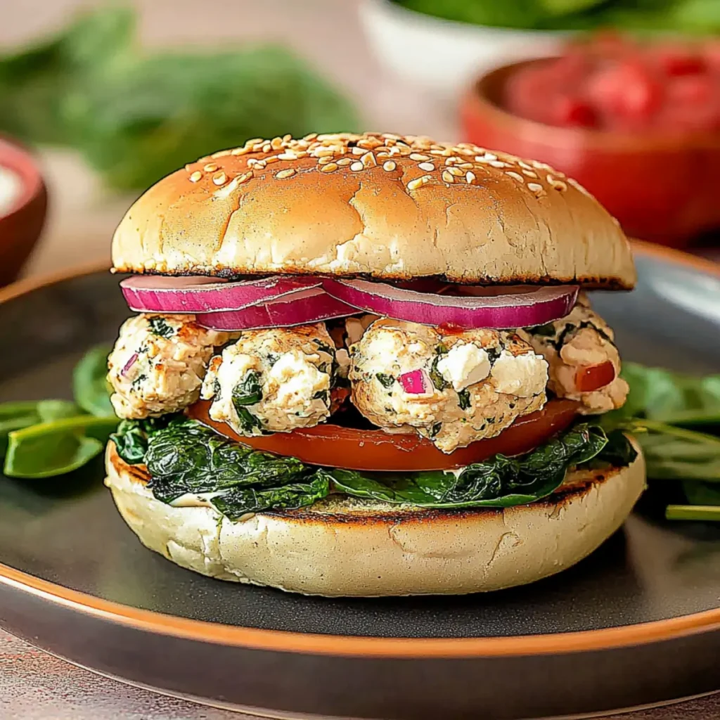 Feta Spinach Turkey Burgers