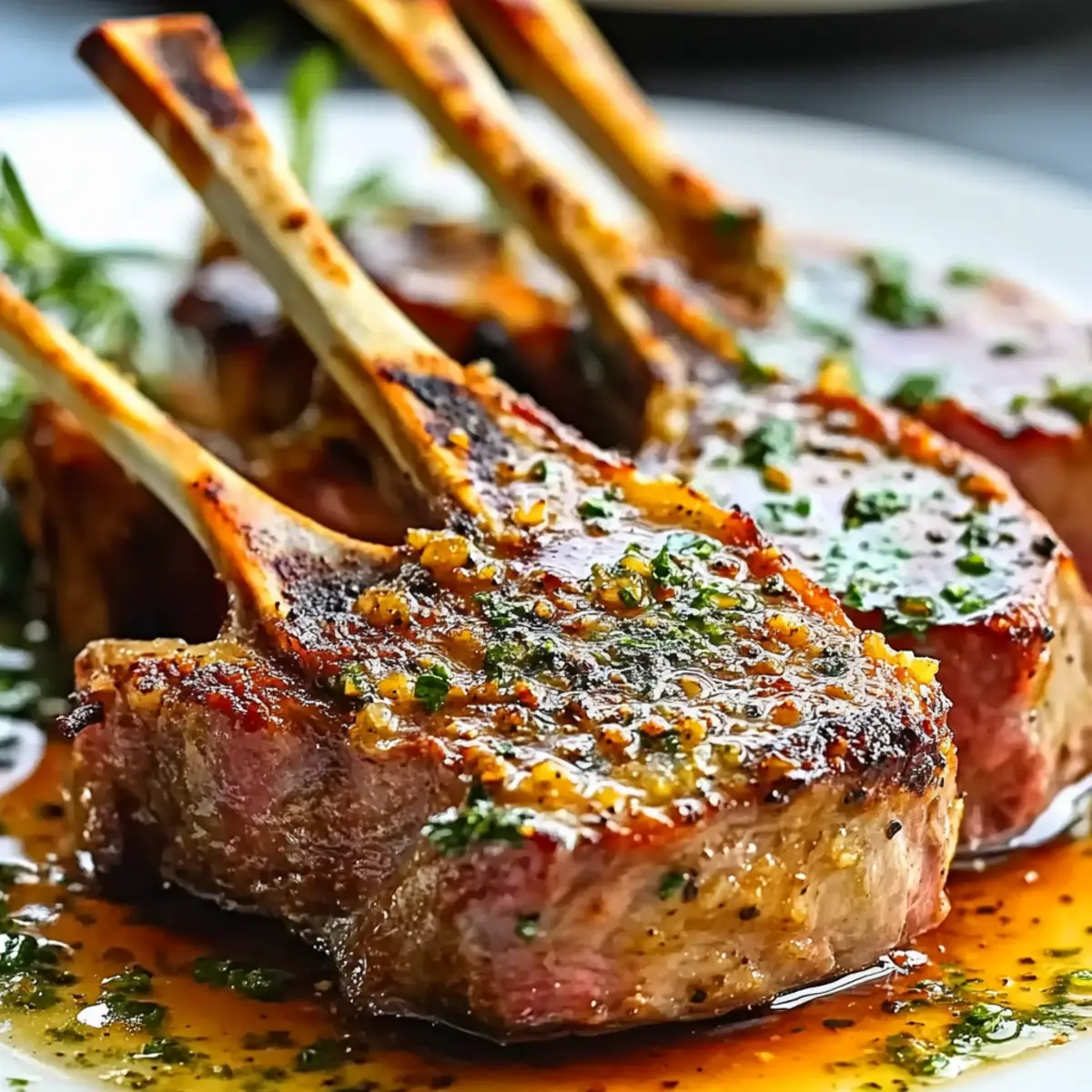 Garlic Roasted Rack of Lamb with Butter Sauce